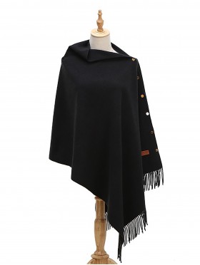 Cashmere Feeling Shawl w/ Openable Button Details